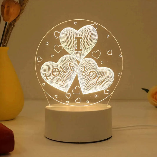 Creative LED Acrylic Night Light - Perfect Bedside Lamp for Holidays and Special Events